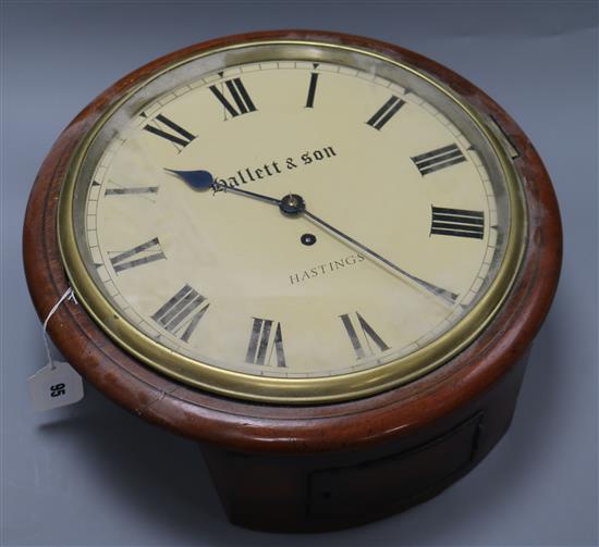 A Hallet & Sons, Hastings mahogany fusee dial timepiece